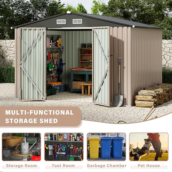 6x8 FT Metal Storage Sheds Outdoor, Metal Tool Shed - Image 3