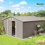 Outsunny 11' x 13' Outdoor Storage Shed, Garden Tool Metal Shed - Image 2