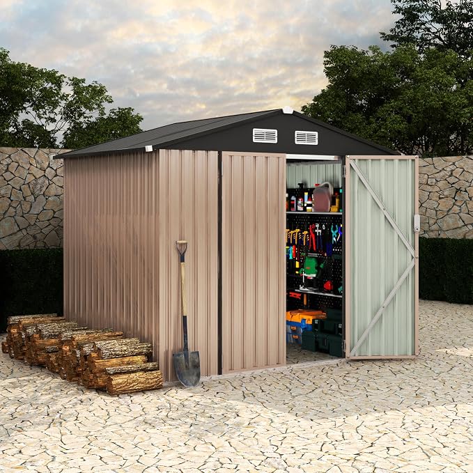 6x8 FT Metal Storage Sheds Outdoor, Metal Tool Shed by RELJOFUM
