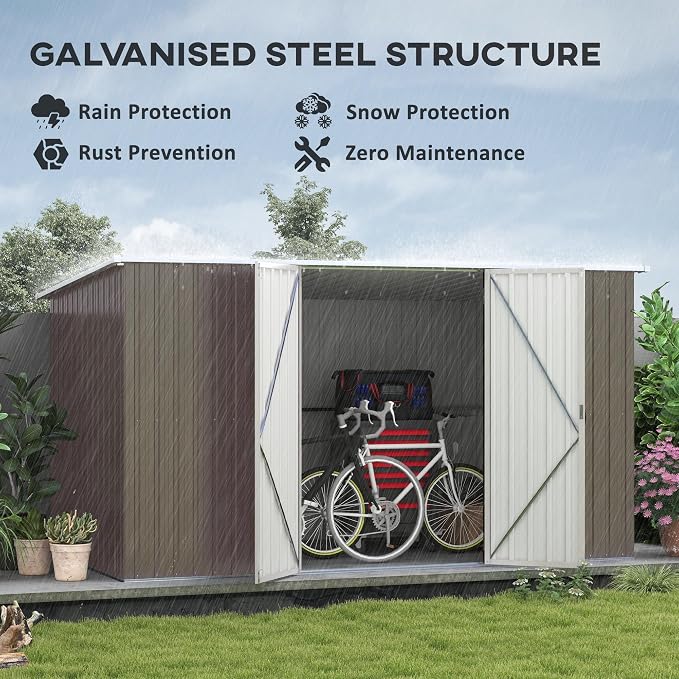 Outsunny 11' x 6' Outdoor Storage Shed, Galvanized Metal Utility Garden Tool - Image 2