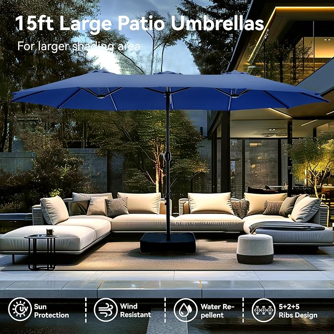 PHI VILLA 15ft Large Patio Umbrellas - Image 3