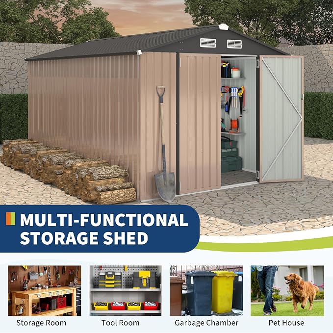 8x12 FT Metal Storage Sheds Outdoor, Metal ToolShed - Image 3