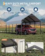 13'x21'x11' Oversized Metal Carport, Steel Heavy Duty Carport - Image 5