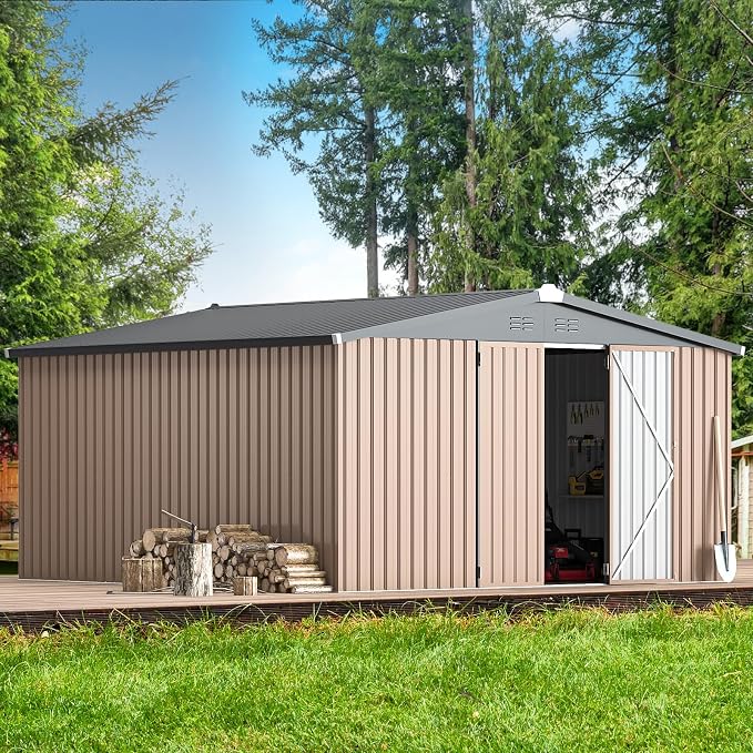 AECOJOY 12' x 12' Shed Metal, Outdoor Storage Sheds & Outdoor Storage 12' x 12' - Image 8