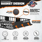 Mockins 64"x39"x6" Extendable Heavy Duty Roof Rack Basket w/ 16 CuFt Waterproof - Image 2