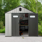 Domi 8x12 FT Outdoor Resin Storage Shed, All-Weather Double-Wall Storage - Image 2