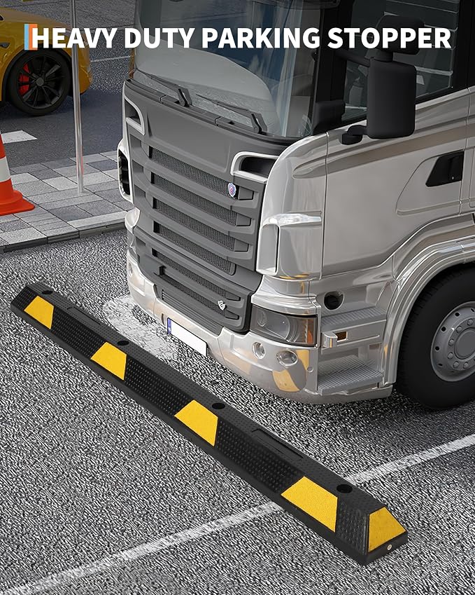 Garvee 72 Inch Heavy Duty Rubber Parking Curb, Garage Car Wheel Stopper - Image 6