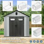 Domi 8x12 FT Outdoor Resin Storage Shed, All-Weather Double-Wall Storage - Image 9