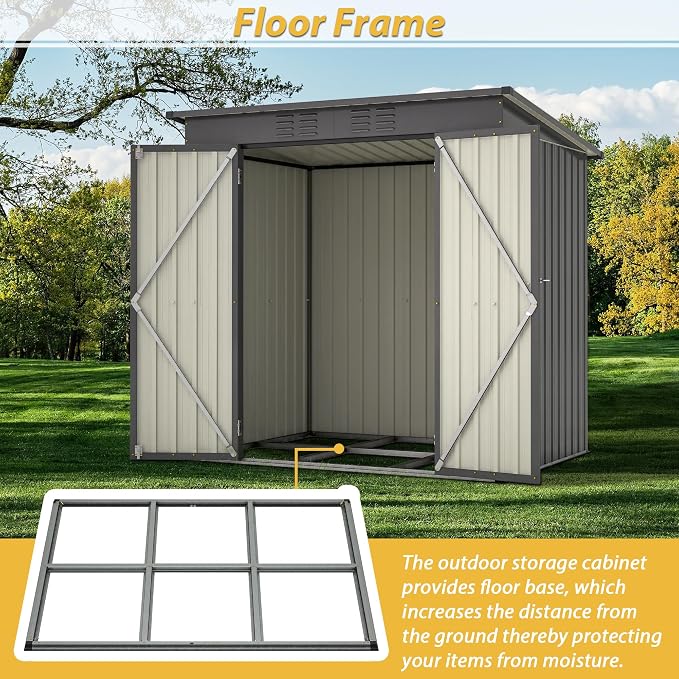 6x4 FT Outdoor Metal Storage Shed - Image 4