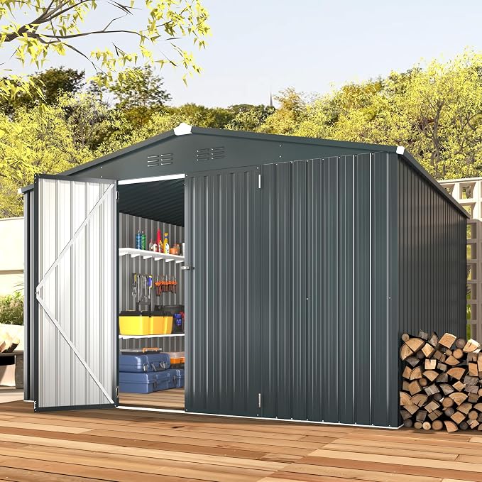 AECOJOY Shed 10'x10' Storage Shed, Large Metal Storage Sheds & Outdoor Clearance - Image 6
