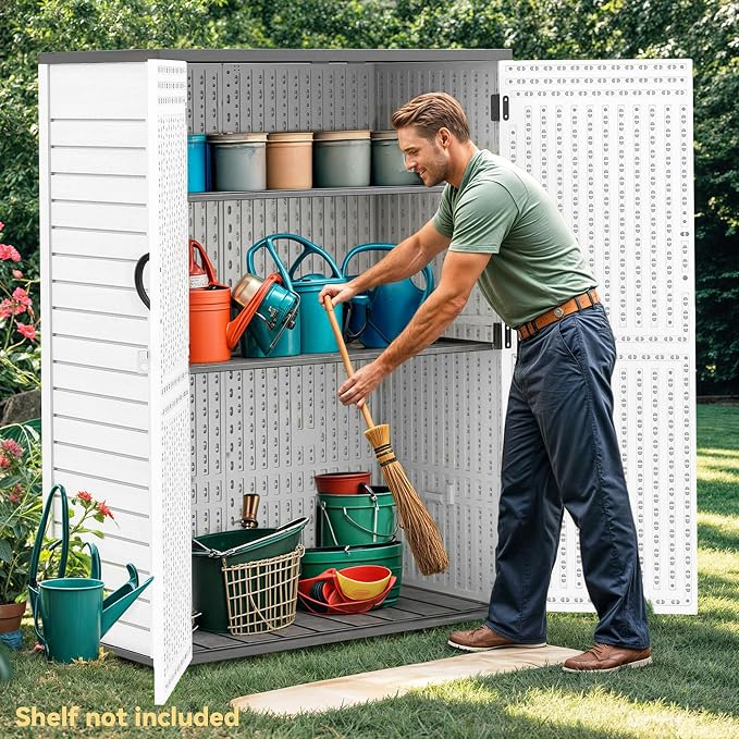 DWVO 59 Cu. Ft. Vertical Storage Shed, Weatherproof Outdoor Tall Cabinet - Image 7