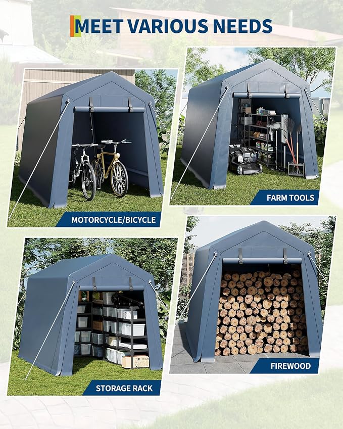 6x6 FT Outdoor Storage Shed, Portable Carport - Image 3