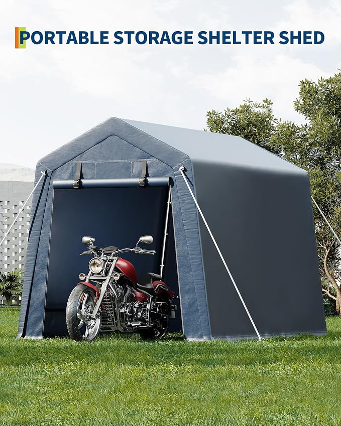 6x6 FT Outdoor Storage Shed, Portable Carport - Image 4