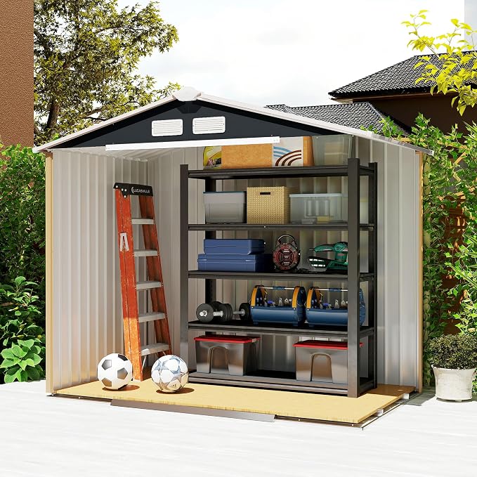 Outsunny 7' x 4' Outdoor Storage Shed, Garden Tool Metal Shed - Image 9