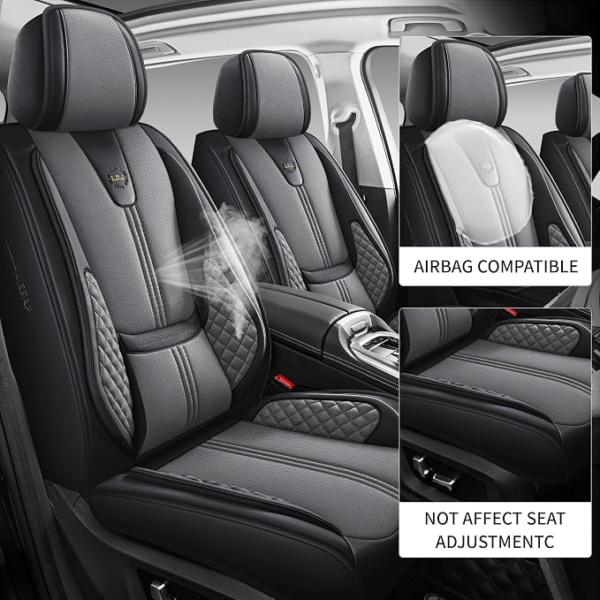Car Seat Covers Front Only, Easy Install Luxury Leather Automotive Seat Covers - Image 3