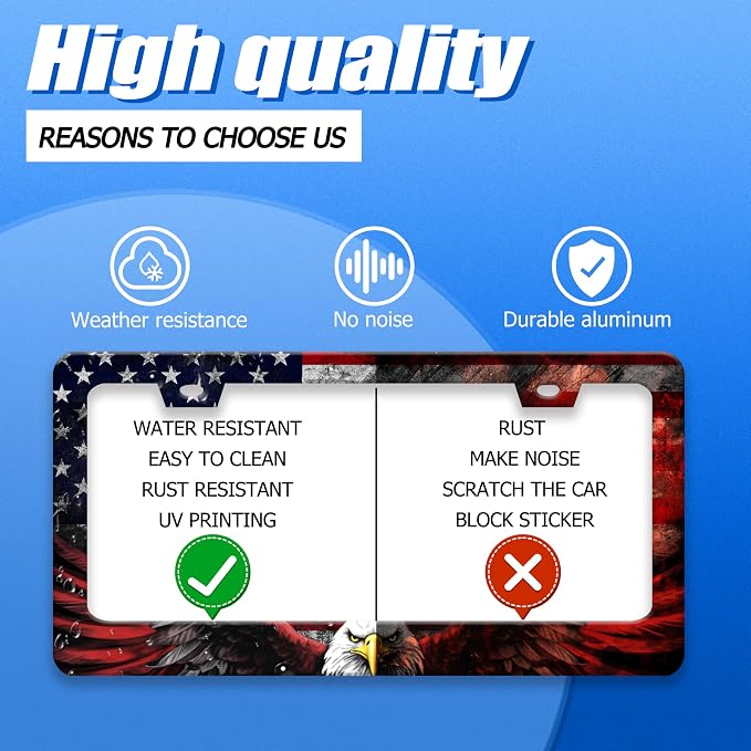 American Flag Eagle Patriotic License Plate Frame USA Flag License Plate - Image 4