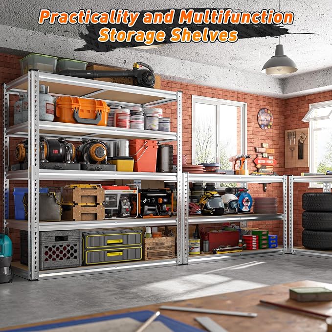 REIBII 40" W Garage Shelving 2500LBS Storage Shelves Adjustable Metal Shelving - Image 5