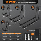 Nacial 16 Pack Garage Hooks Heavy Duty, Utility Steel Garage Storage Hook - Image 2