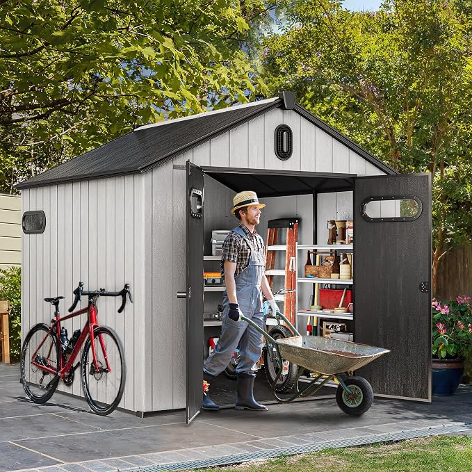 YITAHOME 8x8ft Resin Storage Structure, Outdoor 427 cuft Plastic Garden Storage - Image 2