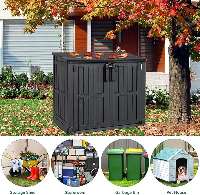YITAHOME Light Gray Resin Tool Shed, 36 Cu Ft Waterproof Outdoor Horizontal - Image 5