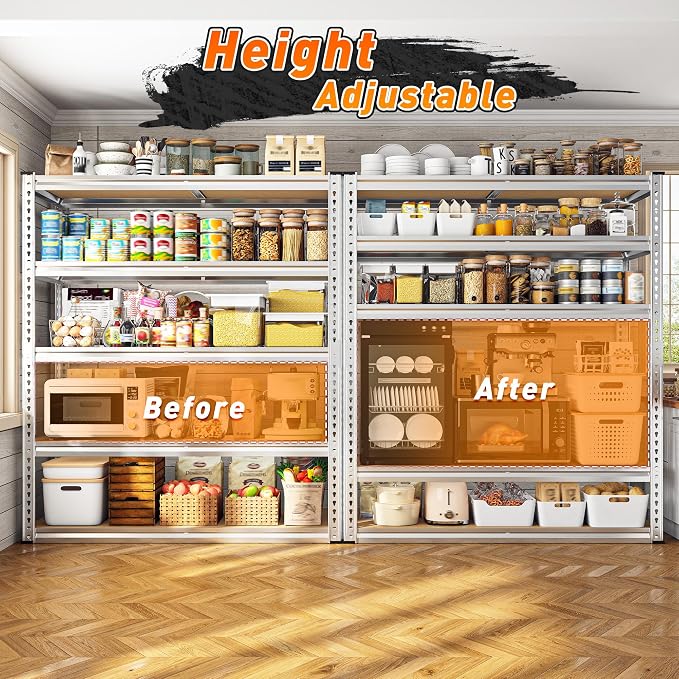 REIBII 40" W Garage Shelving 2500LBS Storage Shelves Adjustable Metal Shelving - Image 2