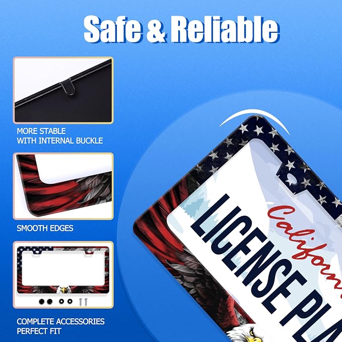 American Flag Eagle Patriotic License Plate Frame USA Flag License Plate - Image 2