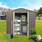 8 x 4 FT Outdoor Storage Shed, Large Metal Utility Garden Shed - Image 5