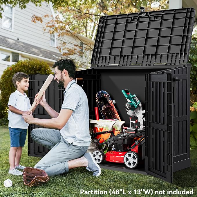 YITAHOME Light Gray Resin Tool Shed, 36 Cu Ft Waterproof Outdoor Horizontal - Image 4