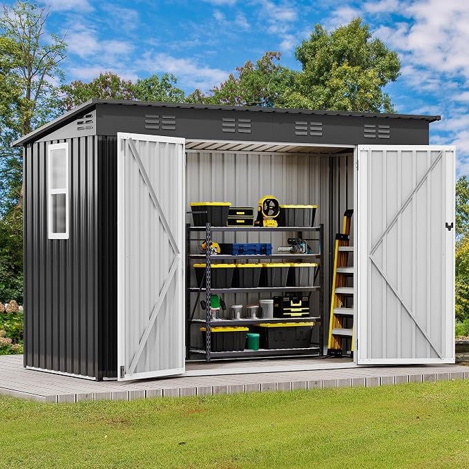 DWVO 9.1x4.2ft Metal Outdoor Storage Shed - Image 2