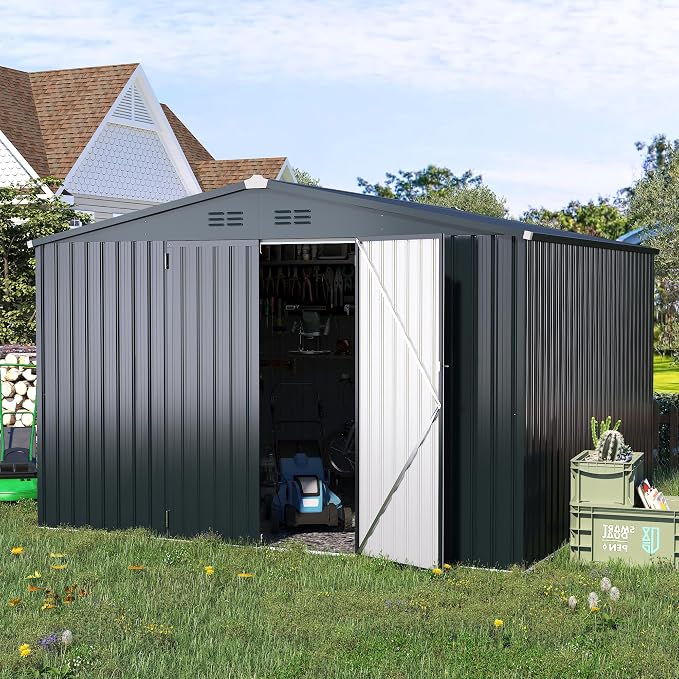 AECOJOY Shed 10'x10' Storage Shed, Large Metal Storage Sheds & Outdoor Clearance - Image 7