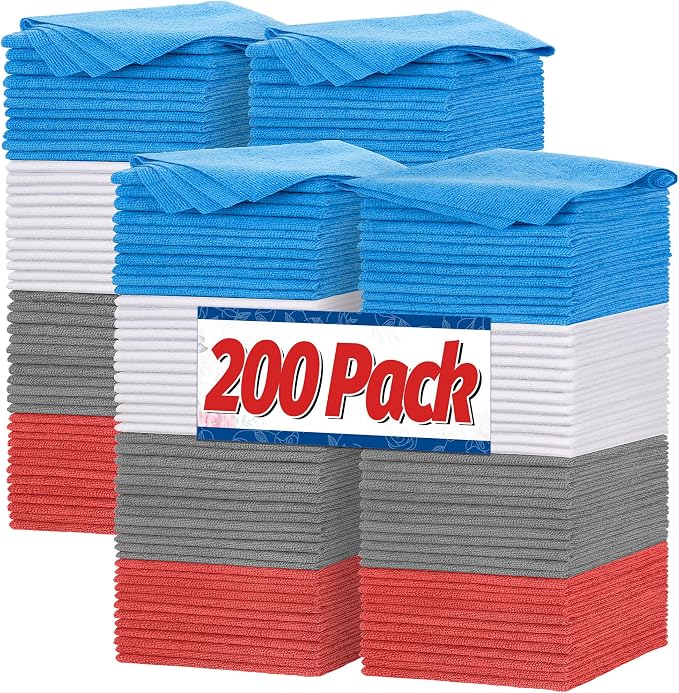 FIXSMITH Shop Towels, Microfiber Cleaning Cloth Bulk, 200 Pack Microfiber Towels by FIXSMITH