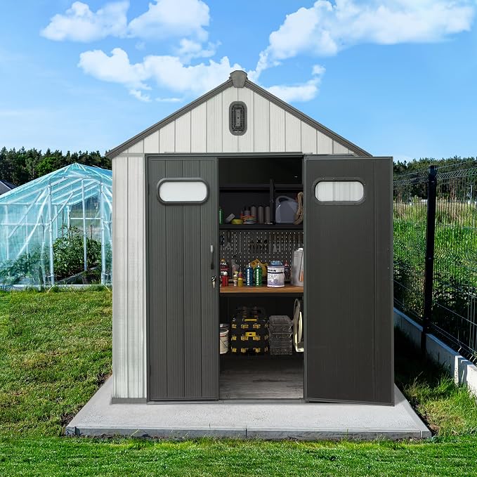 Domi 6x4 FT Outdoor Resin Storage Shed, All-Weather Double-Wall Storage Building by domioutdoorliving