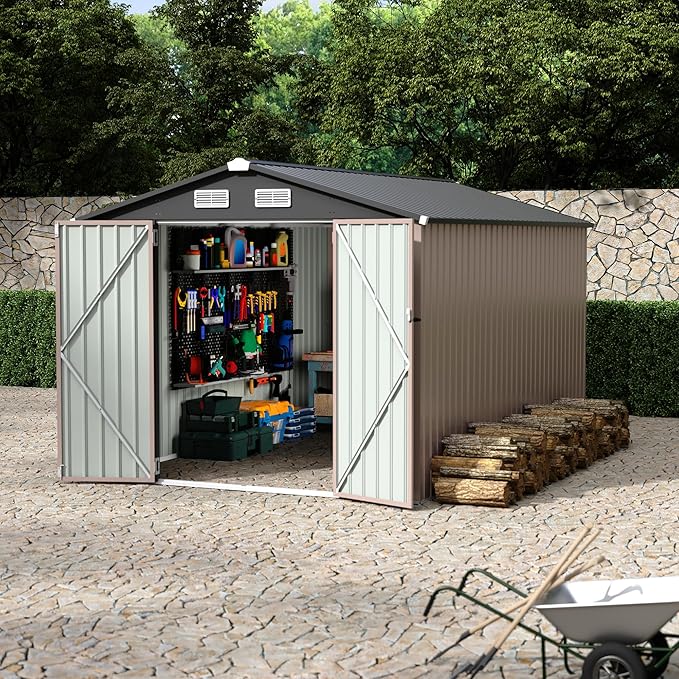 8x12 FT Metal Storage Sheds Outdoor, Metal ToolShed by RELJOFUM