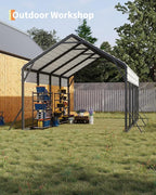13'x21'x11' Oversized Metal Carport, Steel Heavy Duty Carport - Image 6