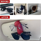 KIWEN Sunglasses Holder for Car Visor, Magnetic Leather Sunglass Eyeglass - Image 2