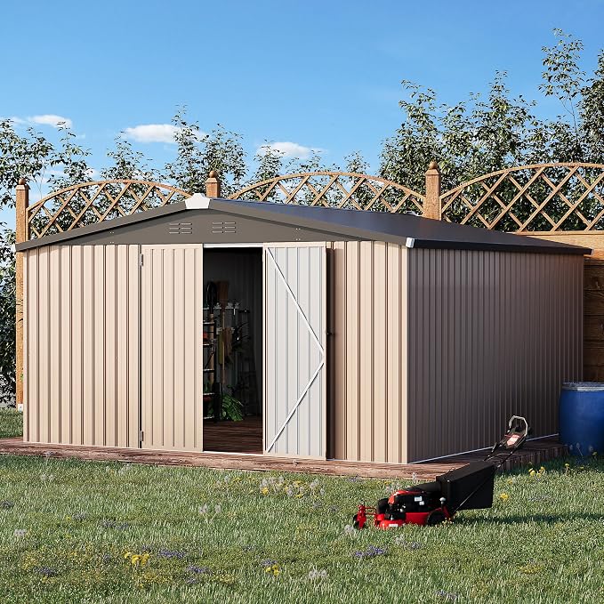 AECOJOY 12' x 12' Shed Metal, Outdoor Storage Sheds & Outdoor Storage 12' x 12' - Image 3