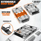 Mockins 64"x39"x6" Extendable Heavy Duty Roof Rack Basket w/ 16 CuFt Waterproof - Image 4